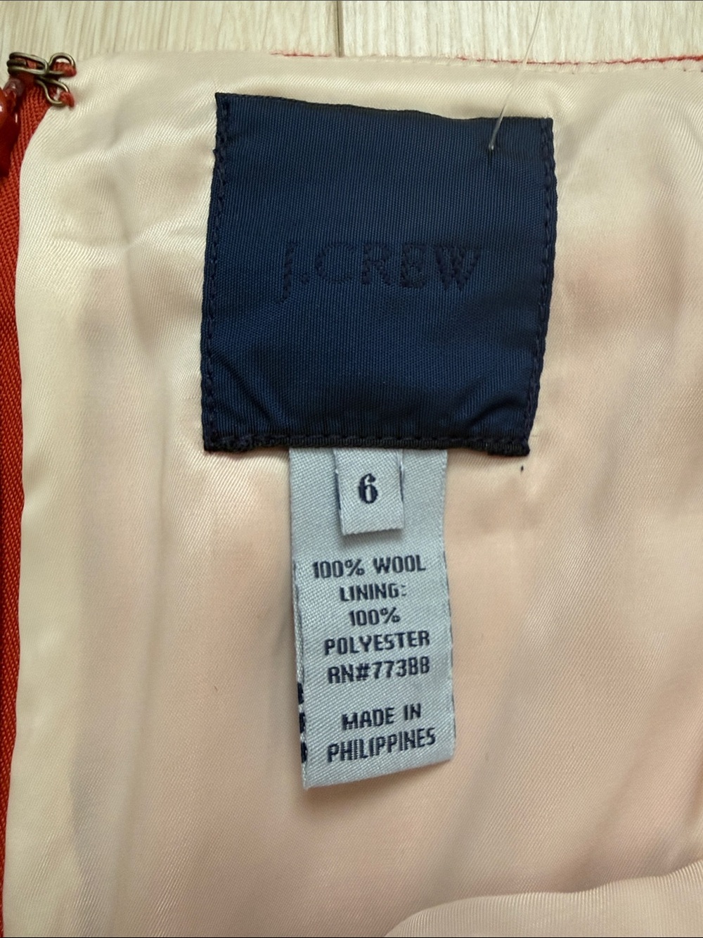 J. Crew Orange Red Button-Tab Pencil Skirt - Picture 2 of 8